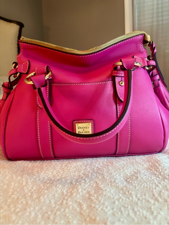 Dooney & Bourke Handbags - Dooney & Bourke Hot Pink Leather Shoulder Bag with Gold Hardware